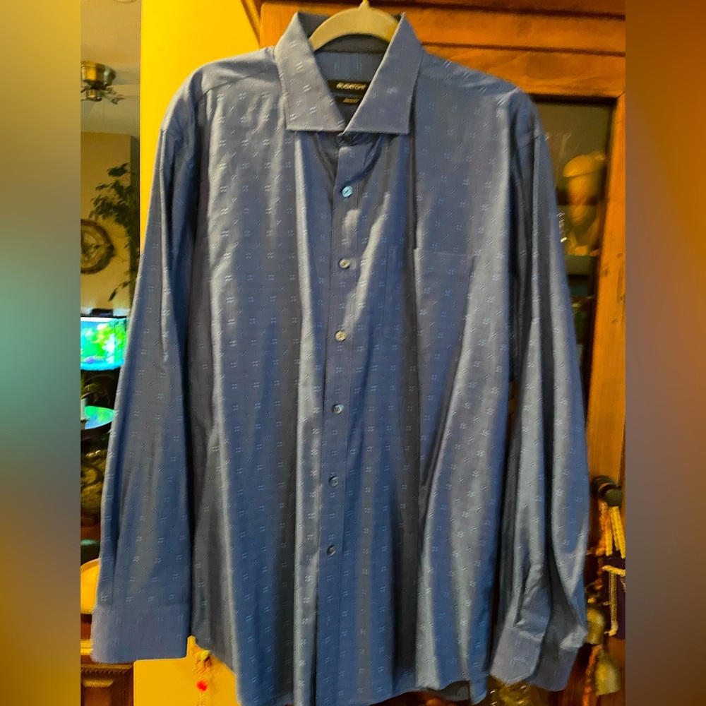 Bugatchi classic fit men’s blue dress shirt size XL